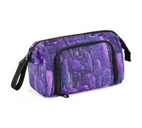 Purple Techno Trousse de rangement pour cactus de grande capacité avec crayon et poignée, fournitures scolaires pour adolescents et écoles indispensables