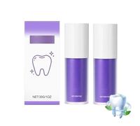 Purple Teeth Whitening Dentifrice blanchissant, 30 g, à la menthe, éclaircit les dents et rafraîchit l'haleine, lutte contre la plaque dentaire et le tartre, prend soin des gencives en douceur (taille