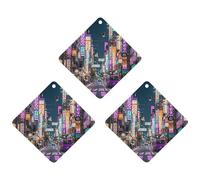 Purple Tokyo Streets Lot de 3 désodorisants à suspendre pour voiture, maison, bureau, style gris