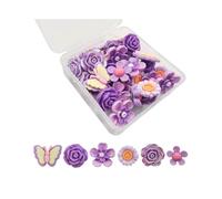 (Purple) Upgrades Flower Shape Tacks Creative Push Pins Decorative Thumb Tacks for Bulletin Board Picture Display in Office/Home Yellow