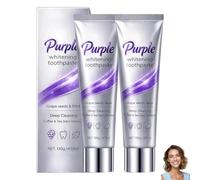 Purple Whitening Toothpaste, Color Corrector Stain Remover For Teeth, Dentifrice Blanchissant Violet Intensif,Toothpaste With Fresh Breath,Gentle For Sensitive Teeth,Suitable For Coffee Tea Stains，2PC