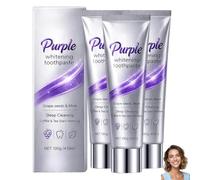 Purple Whitening Toothpaste, Color Corrector Stain Remover For Teeth, Dentifrice Blanchissant Violet Intensif,Toothpaste With Fresh Breath,Gentle For Sensitive Teeth,Suitable For Coffee Tea Stains，3PC