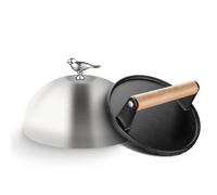 PURPLEBIRD Lot de 2 cloches à hamburger en acier inoxydable (Ø 20 cm) avec presse à hamburger en fonte robuste (diamètre 17,7 cm), presse à hamburger pour barbecue à gaz, teppanyaki, plaque de cuisson