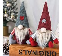Purpledi 2 Pcs Lutin de Noël, Décoration Père Noël, Gnomes Peluche Poupée, Suédois du Père Noël Santa Tomte, Nain en Peluche Lumineux sans Visage pour Decoration Cheminée
