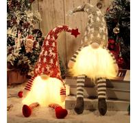 Purpledi 2pcs GNOME en Peluche pour Décoration de Noël 50cm, Suédois Santa Claus Santa Tomte, Décoration Père Noël avec LED, Lutins de Noel éclairé, Cadeaux Nain Scandinave pour Enfants Famille Amis