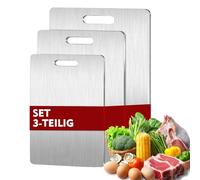 Purpledi 3 Pièces Planche à Découper en Titane Multifonction, Double Face de Qualité Alimentaire, Antibactérienne, Résistante aux Odeurs, pour Viande, Fruits et Légumes, Planche en Titane Inox