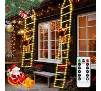 Purpledi 310 Lumières LED Féeriques Échelle Père Noël 3M, Décorations de Exterieur, Lumière D'échelle LED de Noël de avec Père Grimpant, 8 Modes, pour Decoration Exterieur et Interieur B