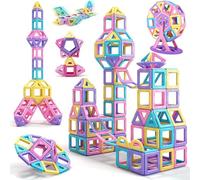 Purpledi 60pcs Jeu Bloc de Construction Magnétique Enfant, Construction Magnétiques Enfants Educatif Jeux Cadeaux, Cadeaux d'anniversaire de Noël Jouet pour Fille Garcon Enfants 3 4 5 6 7 Ans