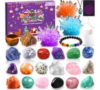 Purpledi Calendrier de l'Avent 2025 Pierre Précieuse avec Cristaux Naturels, Arbre de Vie, Calendrier Avent pour Enfants, Femmes, Hommes - Cadeau Noël Lithothérapie Garçon Fille