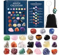 Purpledi Calendrier de l'avent 2026, Calendrier de l'avent Pierre Precieuse, Advent Calendar, 24 Jours Noël Calendrier Avent Cristaux Minéraux Calendrier-Bleu