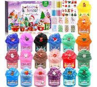 Purpledi Calendrier de l'Avent Slime 2025, Noël Calendrier de l'Avent 24 jours pour Enfants, 20 Slime et 32 Accessoires Cadeau de Noël B