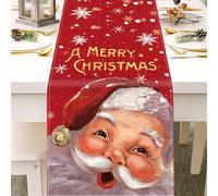 Purpledi Chemin de Table de Noël, Chemin de Table en Lin de Noël Rouge, Noël Table de Fête Dîner Décoration, Nappe Rectangulaire de Chemins de Table de Noël pour Décorations de Table 140 x 40 cm B