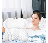 Purpledi Coussins de Bain, Coussin Baignoire 4D avec 6 Ventouses Antidérapant et Puissantes pour Oreiller Spa, Jacuzzi, Bain à Remous, Accueil Spa,Coussin de Nuque (White)