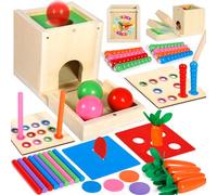 Purpledi Jeux Montessori Motricité Bébé Jouets Montessori Educatifs en Bois Garçons et Filles, Jouets Montessori en Bois 1 2 3 Ans, Jeux Montessori Object Boîte Permanente, Noël Cadeaux Enfants (A)