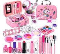 Purpledi Maquillage Enfant Jouet Fille 35pcs Jouet de Maquillage Lavable et Non Toxique, Maquillage Enfant Fille, Valise Beauté pour Enfant, Cadeau de Noël Anniversaire pour Fille 3 4 5 6 7 8 Ans