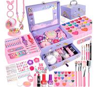 Purpledi Maquillage Enfant Jouet Filles, 59pcs Lavable Malette Maquillage Jouet, Coffret Maquillage Enfant Makeup Set, Cadeau de Noël d’Anniversaire pour Les Filles de 4 5 6 7 8 9 10+ Ans