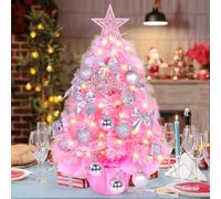 Purpledi Mini Sapin de Noel, 60cm, Rose Sapin Artificiel, Mini Sapin de Noel Lumineux LED de Noel Decoration pour Maison, Bureau