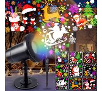 Purpledi Projecteur Noel Exterieur Led, avec 16 Diapositives Lampe, Projecteur Exterieur noel Fête Jardin Éclairage Decoration, Projecteur Exterieur LED Noel Étanche pour Noël Pâques Fête Jardin