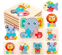Purpledi Puzzle en Bois pour Enfants - 6PCS Jouet Montessori Animaux 3D Puzzles, Puzzle à Encastrements, éducation Jouets Jouets (A)