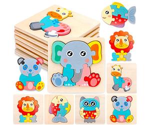 Purpledi Puzzle en Bois pour Enfants - 6PCS Jouet Montessori Animaux 3D Puzzles, Puzzle à Encastrements, éducation Jouets Jouets (A)