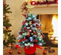 Purpledi Sapins de Noël 50 cm,Sapins de Noel Artificiel, Mini Sapin de Noël avec éclairage LED- Petit Sapin de Noël avec étoile Dorée et Accessoires Décoratifs pour Festival, Décoration de Noël