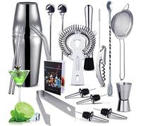 Purpledi Shaker Cocktail Set, 20 Pièces Shaker à Cocktail Professionnel Kit, Cocktail en Acier Inoxydable de 750ml Kit Cocktail Shaker Barman Cadeau, kit cocktail shaker et accessoires (A)