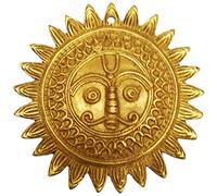 Purpledip Brass Idol Sun God: Surya Devta Wall Hanging for Ever-Shining Light (11571)