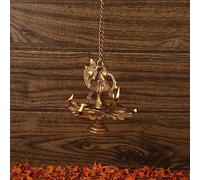 Purpledip Brass Peacock Hanging Diya Deepak Oil Lamp in Copper Finish: for Home Temple, Door, Hallway, Porch Or Balcony; Unique Décor Gift (10982)
