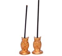 Purpledip Porte encens ou Agarbatti support : sculpté en laiton et en forme comme un Hibou : Vahan de déesse Lakshmi, Lot de 2 (10636)