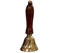 Purpledip Sonnette de poche en laiton avec support en bois : Ghanti pour temple Arti Pooja (12575)