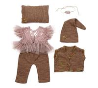 PURPLELILY Accessoires photo pour nouveau-né, chapeau et combinaison en dentelle, vêtements de photographie de bébé, coiffe, gilet en dentelle, oreiller pour nouveau-nés, nourrissons garçons