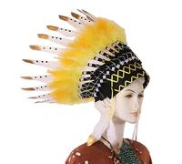 PURPLELILY Bandeau ethnique avec plumes pour spectacles théâtraux pour femmes et hommes, bal masqué, fête, prise de photos, coiffe d'Halloween pour femme