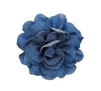 PURPLELILY Broche en tissu bleu en forme de fleur de camélia pour femme, faite à la main, en tissu, pour corsage, bijoux, badge, accessoires en tissu, 10 cm, alliage de denim