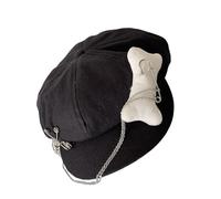 PURPLELILY Chapeau de cabbie en os pour homme - Casquettes de cabbie vintage foncées - Unisexe - Automne et hiver - Pour un usage quotidien - Chapeaux pour femme, Noir , Taille unique