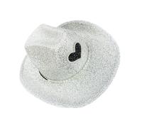 PURPLELILY Chapeau de soleil coloré en poudre scintillante pour femme Fedoras scintillant pour Mardi Gras et tenue décontractée, boîte de nuit, cœur d'amour, Argenté., Taille unique