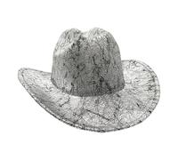 PURPLELILY Chapeau élégant Homburg imprimé unique avec large bord plat Western Hat pour tenue décontractée casquettes, Argenté., Taille unique