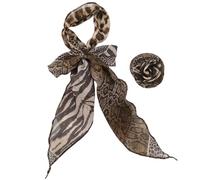PURPLELILY Écharpe en soie imprimée animal tendance pour toutes les occasions femmes hommes unisexe longue écharpe fleur clip tous accessoires assortis accessoires de mode femmes, Imprimé léopard