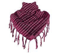 PURPLELILY Écharpe Shemagh motif pied-de-poule arabe châle carré avec pompons tendance et unique, rose rouge, Taille unique