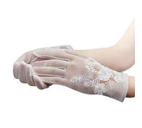 PURPLELILY Gants de mariage ornés de dentelle - Design court et flexible - Pour les réunions de mariée - Accessoires de mariage - Gants en dentelle, crème, taille unique