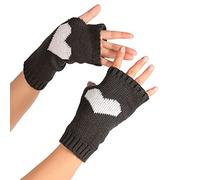 PURPLELILY Gants demi-doigts pour taper l'hiver en tricot avec trous pour les pouces pour femmes, mitaines extensibles chaudes, longues, résistantes au soleil, unisexes pour homme, vélo de route pour