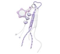 PURPLELILY Joli porte-clés en corde tressée avec pendentif en forme de cœur et étoile pour sac à dos, sac à main, décoration de sac à main, C