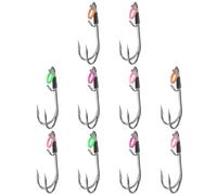 PURPLELILY Lot de 10 hameçons doubles en acier inoxydable pour pêche en eau douce et en eau salée