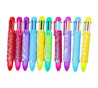 PURPLELILY Lot de 10 stylos à bille rétractables multicolores à paillettes de 1,0 mm pour écoliers