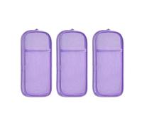 PURPLELILY Lot de 3 trousses transparentes à double couche pour pinceaux de maquillage pour bureau, école, voyage, violet