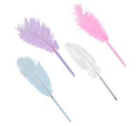 PURPLELILY Lot de 4 stylos à bille à plumes noires pour l'écriture, la signature, la calligraphie pour l'école