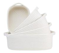 PURPLELILY Lot de 5 paniers de rangement en corde de coton de tailles multiples pour organiser les vêtements, les jouets et les articles ménagers