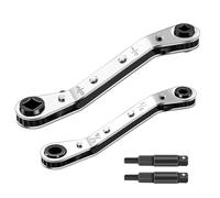 PURPLELILY Outils de clé de service 3/16" à 3/8" 5/16" 1/4" Clé à cliquet avec 2 adaptateurs hexagonaux pour climatiseurs Outil de climatisation