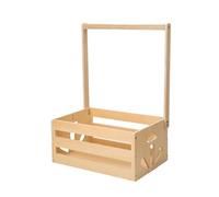 PURPLELILY Panier de rangement en bois fait à la main, facile à assembler, avec longue poignée, boîte de rangement portable pour bébé