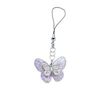 PURPLELILY Pendentif papillon pour téléphone - Corde à suspendre - Chaîne de téléphone - Dragonne de sac - Accessoire porte-clés, 13cm, Résine