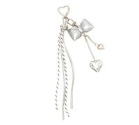 PURPLELILY Porte-clés élégant en cuir avec pompons et nœuds - Accessoire de sac à main tendance - Décoration à suspendre - Décoration légère, K3890